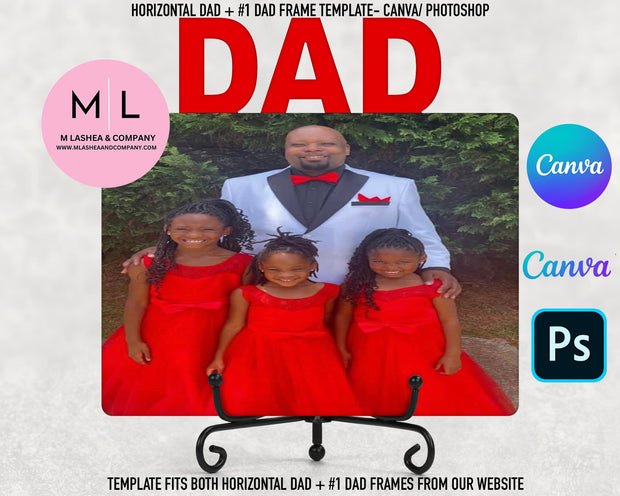 #1 Dad Photo Frame Template  Canva- Photoshop