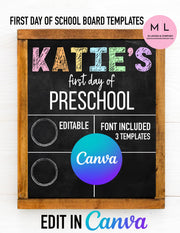 First Day of School Board Templates (Canva)