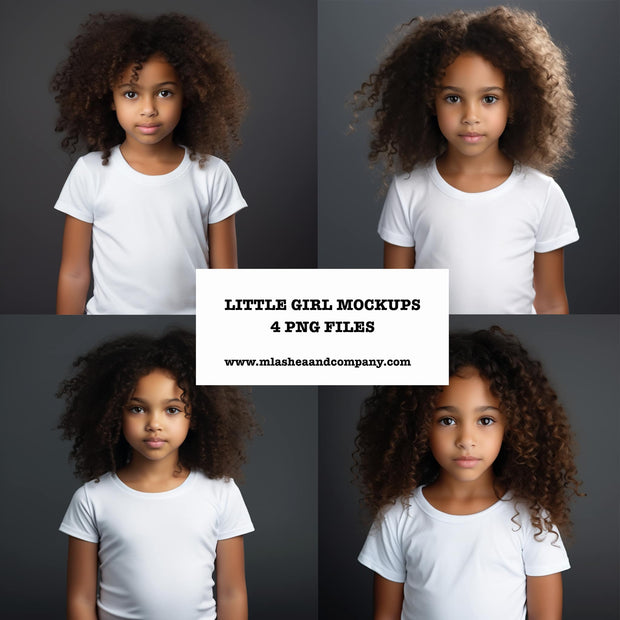 Little Girl Mock-Up (African American, Set of 4)