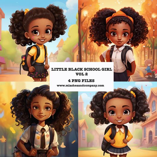 Little Black School Girl Graphics Vol 2