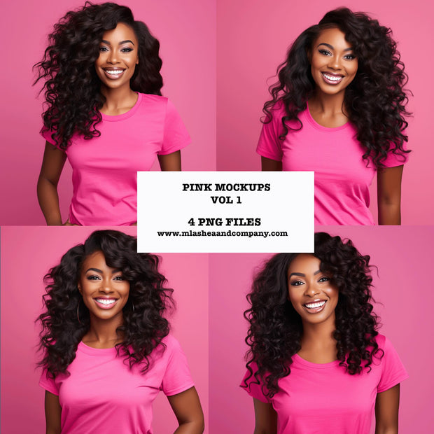 Female Pink Mock-up  (African American, Set of 4)