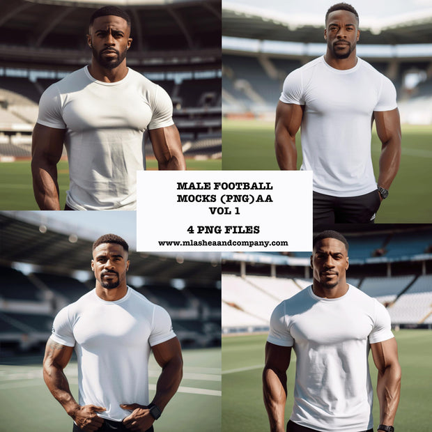 Male Football Mock-ups VOL 1 (African American, Set of 4)