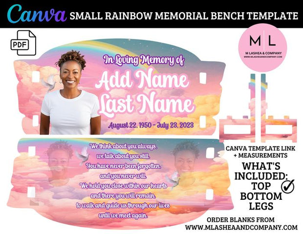 CANVA Rainbow Small Memorial Bench Template