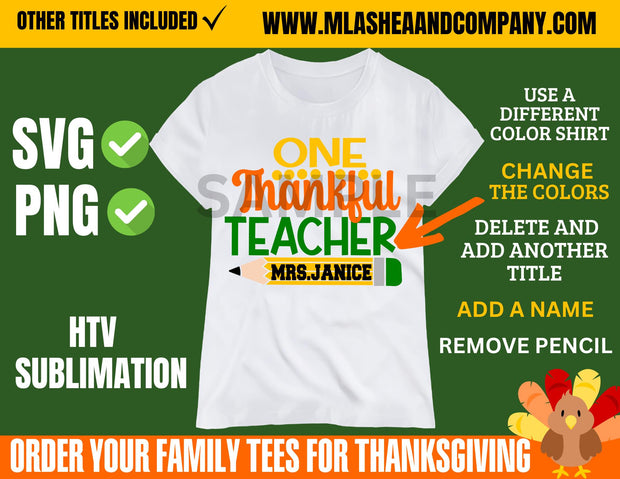 ONE Thankful School SVG-PNG Bundle