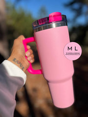 40 Oz Powder Coated Tumbler w/ Handle