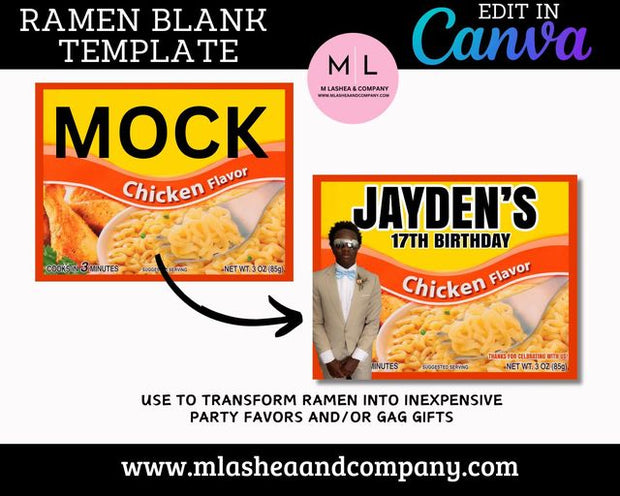 Canva Ramen Noodle Front Label Template