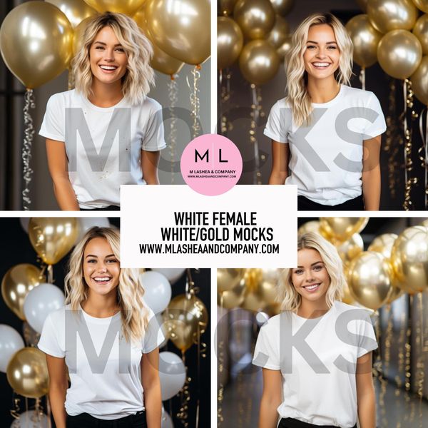 White Female White Gold Mock-ups (Caucasian, Set of 7)