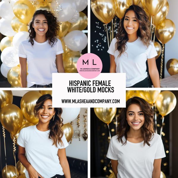 Hispanic Female White Gold Mock-ups (Hispanic, Set of 8)