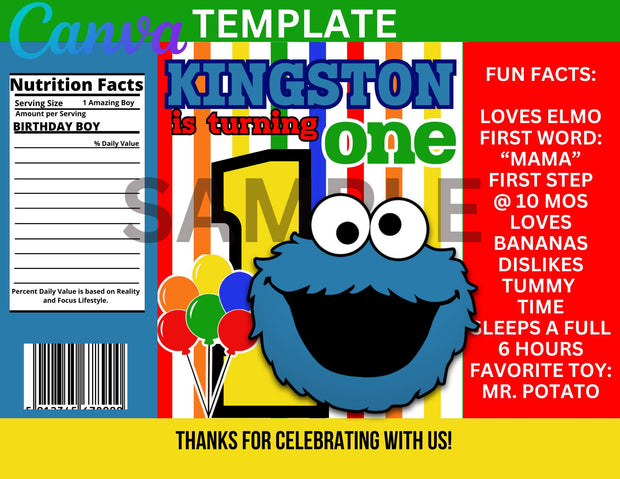 Cookie Monster Complete Birthday Chip Bag Bundle