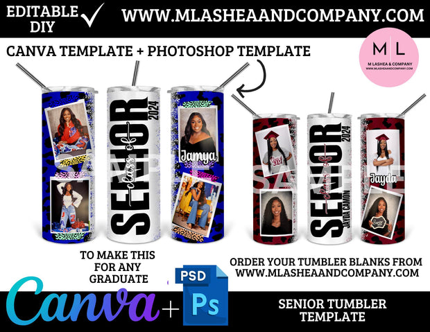 Senior Tumbler Templates (Canva + Photoshop) (36 variants)