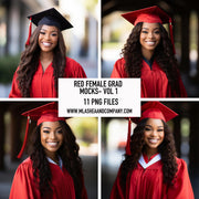 Red Female Grad Mock Models Vol 1 (PNG)