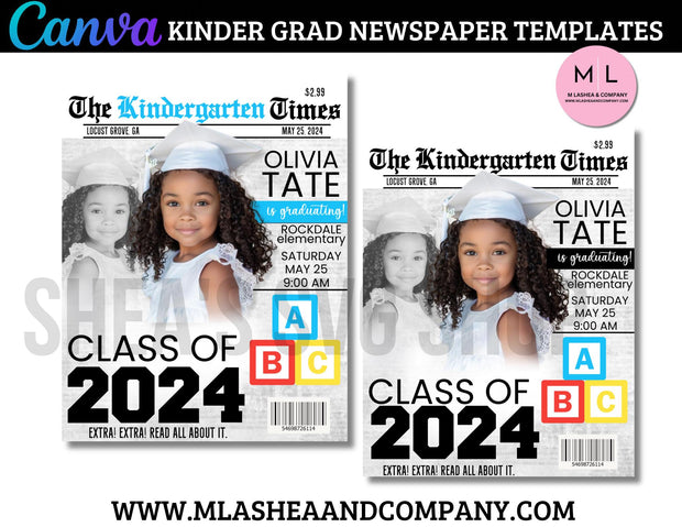 CANVA Kinder Grad Newspaper Templates