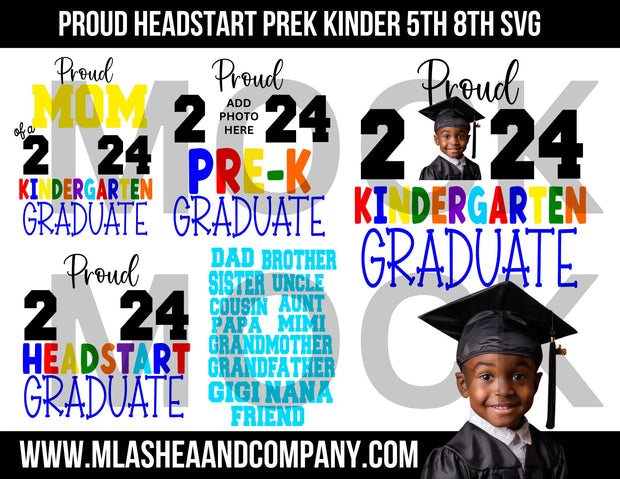 Proud Headstart PreK Kinder 5th 8th SVG Bundle