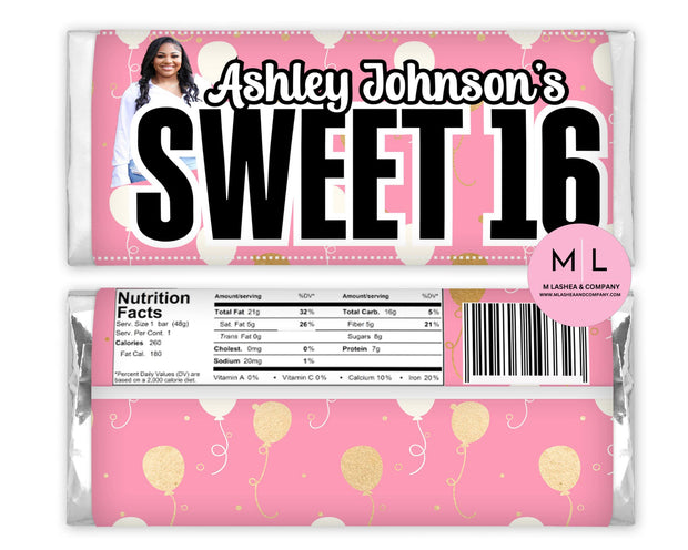 CANVA Sweet 16 Chocolate Bar Templates