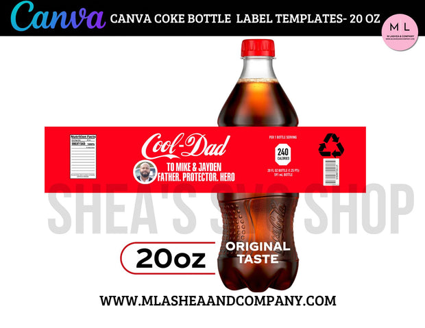 CANVA Dad Coke Bottle Label Templates (20 oz)