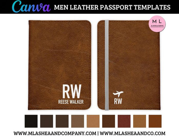 Men Leather Passport Cover Template