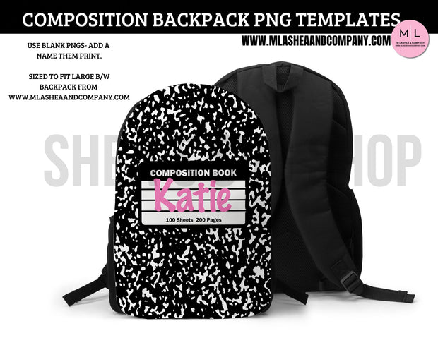 Composition Backpack PNG Templates