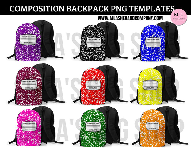 Composition Backpack PNG Templates