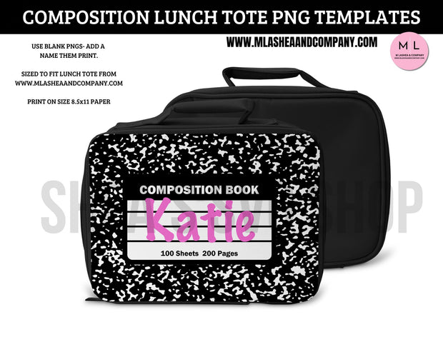 Composition Lunch Tote PNG Templates