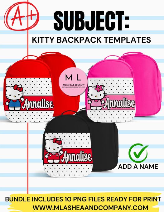 Kitty Small Backpack PNG Bundle