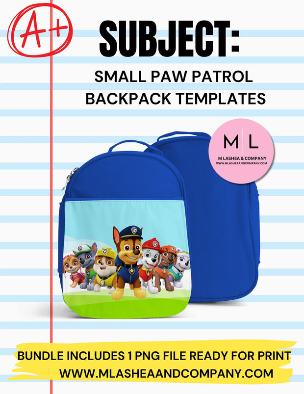 Paw Patrol Small Backpack PNG Bundle