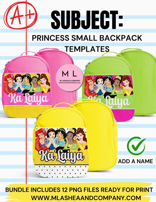 Princess Small Backpack PNG Bundle