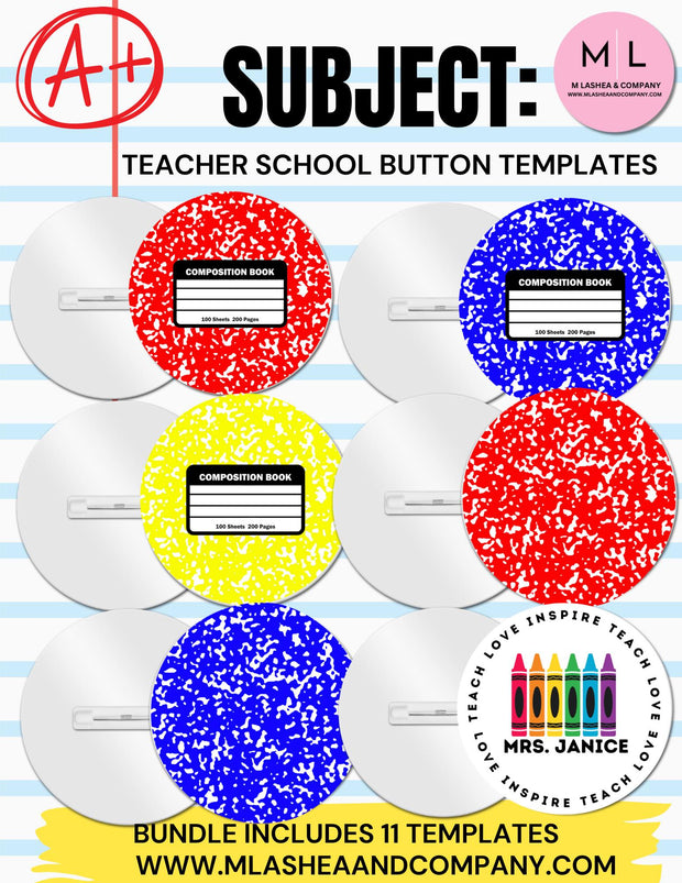 Canva Teacher Button Template Bundle