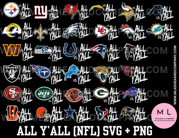 All Y’all NFL SVG/PNG Bundle