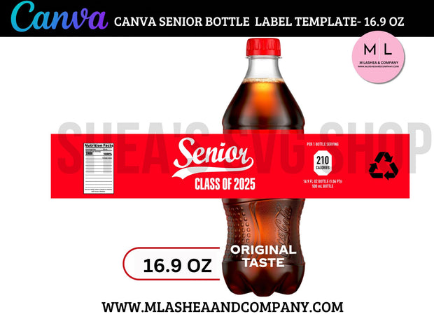 CANVA Senior Coke Bottle Label Template (16.9 oz)