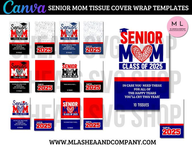 CANVA Senior Mom Tissue Cover Wrap Templates