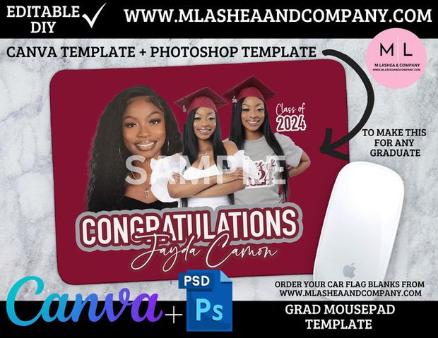 GRAD Mousepad Templates (Canva + Photoshop)