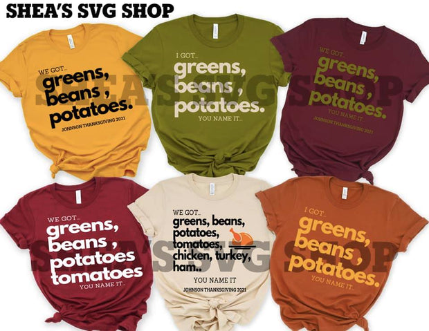 Greens Beans Potatoes SVG Bundle Plus Mocks Shown