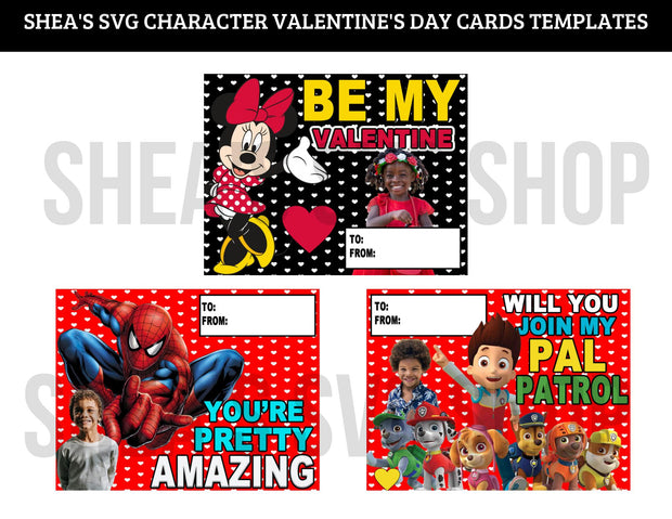 Character Valentine Cards (PNG)