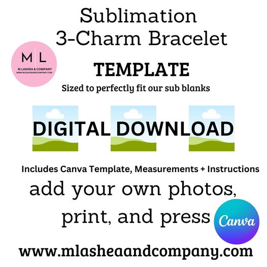 Sublimation 3-Charm Bracelet Canva Template