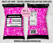 Teacher Composition Chip Bag Templates