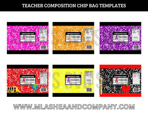 Teacher Composition Chip Bag Templates