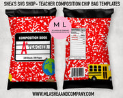 Teacher Composition Chip Bag Templates