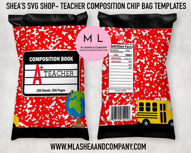 Teacher Composition Chip Bag Templates