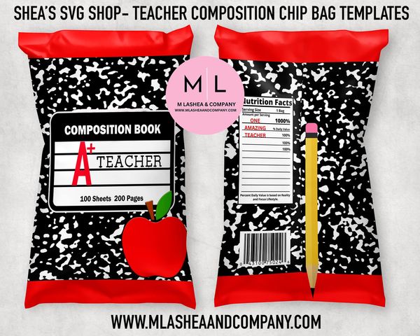 Teacher Composition Chip Bag Templates