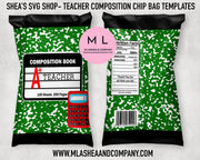 Teacher Composition Chip Bag Templates