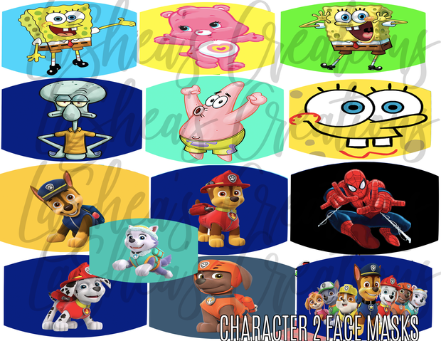 Cartoon Character Masks (2nd Set)