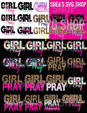 Girl Pray Heat Transfers- (Cotton, Poly, Blend)