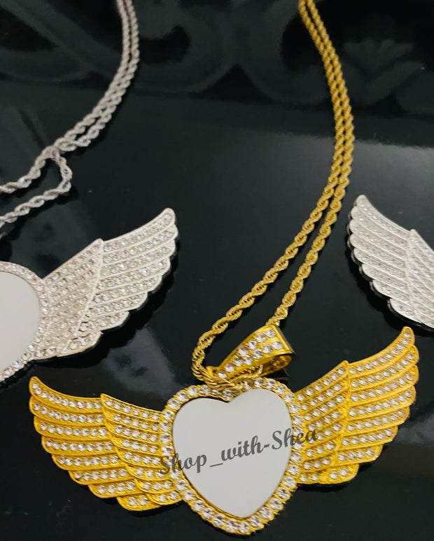 Heart Wing Bling Sublimation Necklace