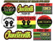 JUNETEENTH SVG (SINGLE FILE)-RED, YELLOW, GREEN FLAG WITH FISTS & CHAIN