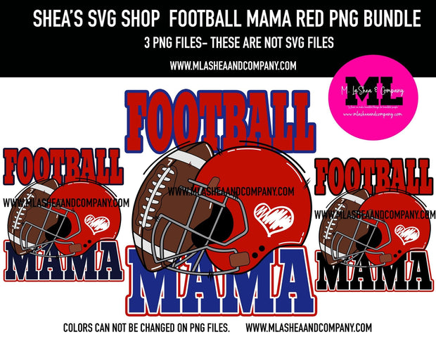 Football Mama Red PNG Bundle