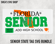 Senior State SVG License Plates (Select States)