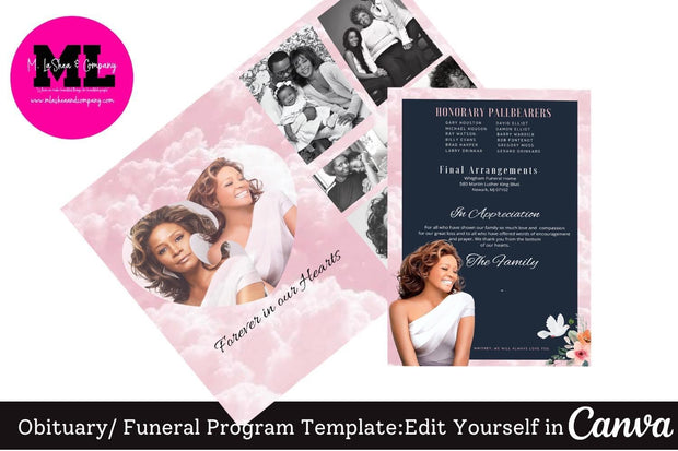 Pink Clouds Obituary Template Bundle