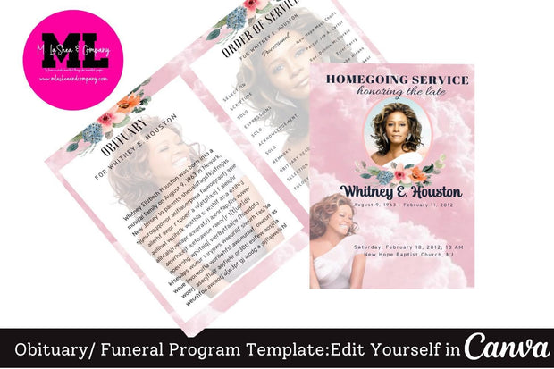 Pink Clouds Obituary Template Bundle