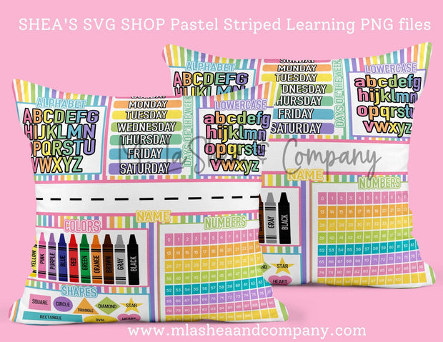 Pastel Striped Learning PNG Bundle