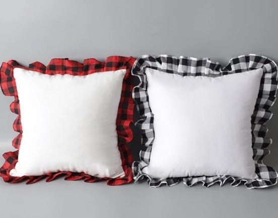 Buffalo Plaid Pillowcase with ruffles